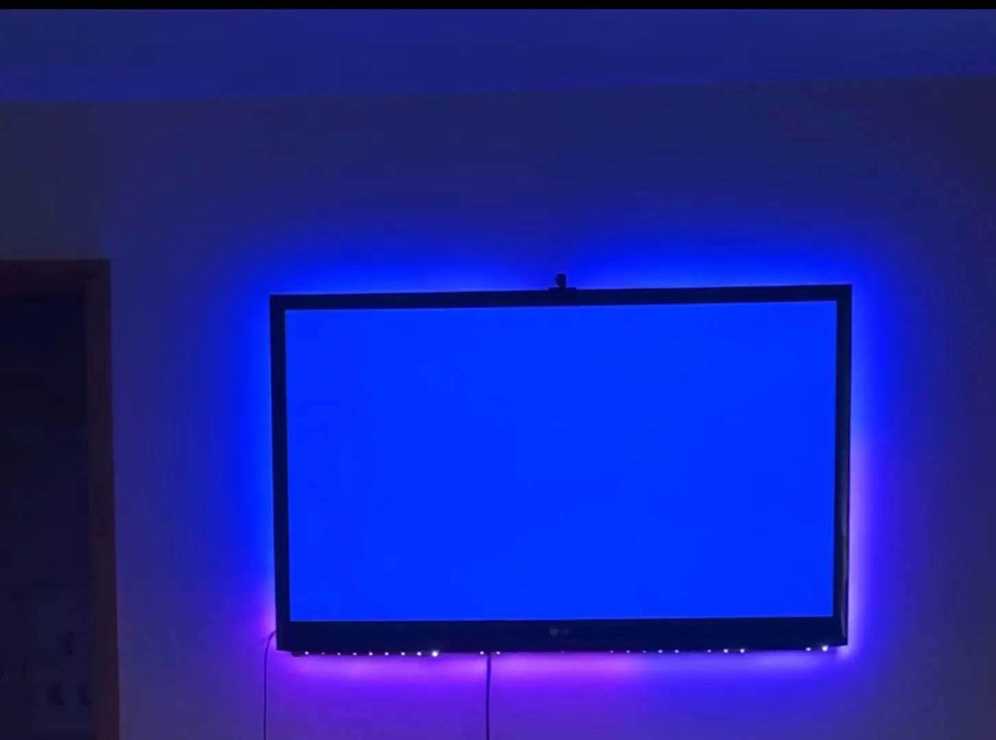 Wall washed in solid blue light
